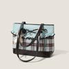 Bolso de Mano Patchwork Color Verde Menta Chocolate Coreano Bolso Tote de Lona a Cuadros para Mujer Lunares Lazo Dulce Encaje Bolso de Hombro de Capacidad