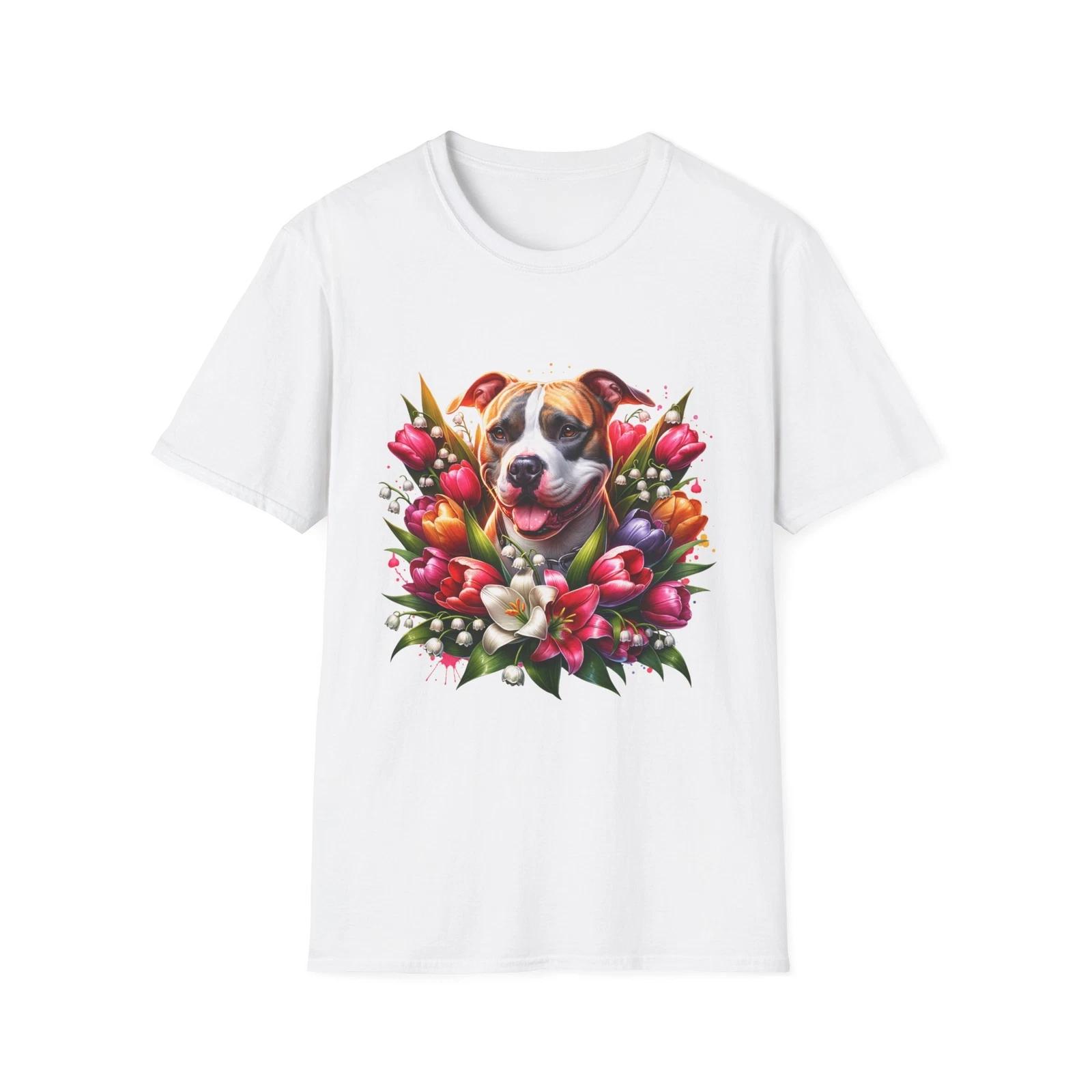 

Floral Dog Graphic T-Shirt, Pet Lover Gift, Cute Animal Tee, Spring Style 4XL