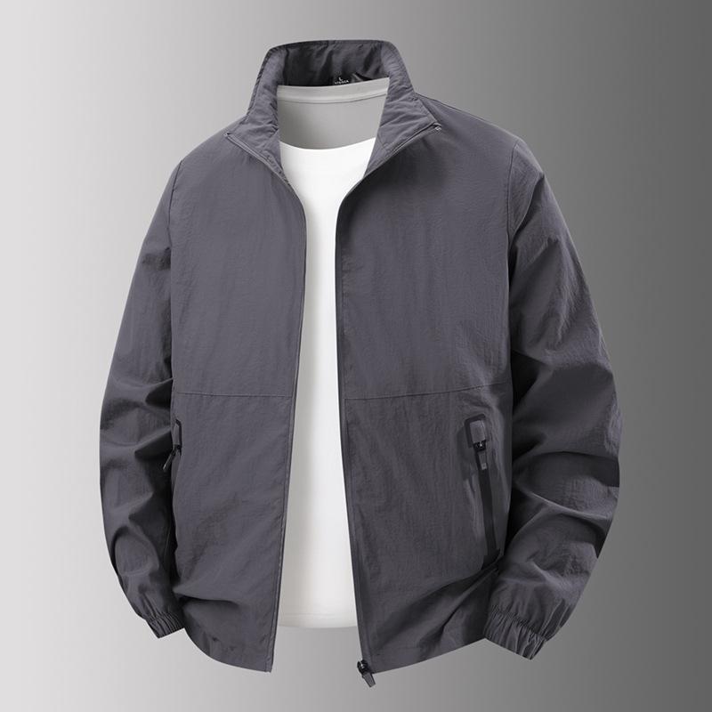 Updated Stand Collar Work Jacket for Mens Middle-aged Outdoor Use Athletic and Everyday Comfortable Fit Wind Shield Jacket