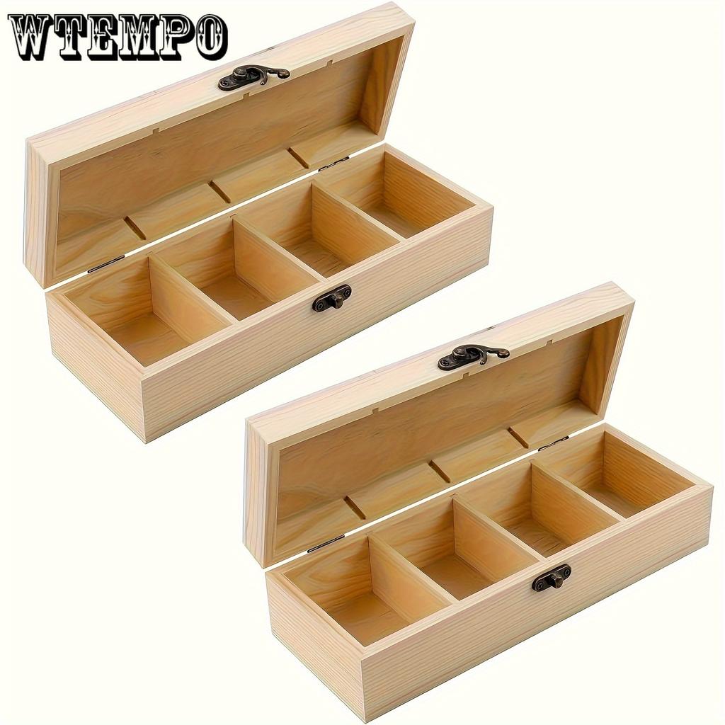 Boîte de rangement en bois non peinte à faire soi-même avec couvercle à charnière - Organisateur polyvalent pour l'art, l'artisanat, les souvenirs, les épices, les noix, les bijoux