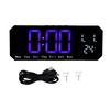 LED Digital Wall Clock Temperature Display 12 24 Hour Format Auto Dimming Modern Adjustable Alarm Clock for Kids Adults