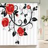 1 Pack Beautiful Roses Pattern Polyester Shower Curtain Art Minimalist Style Flower Bath Curtain Decorative Bathroom Curtain