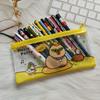 3PCS Cartoon PVC Mesh File Bag Capybara Large Capacity Zipper Pen Bag Waterproof Transparent Grid Storage Bag