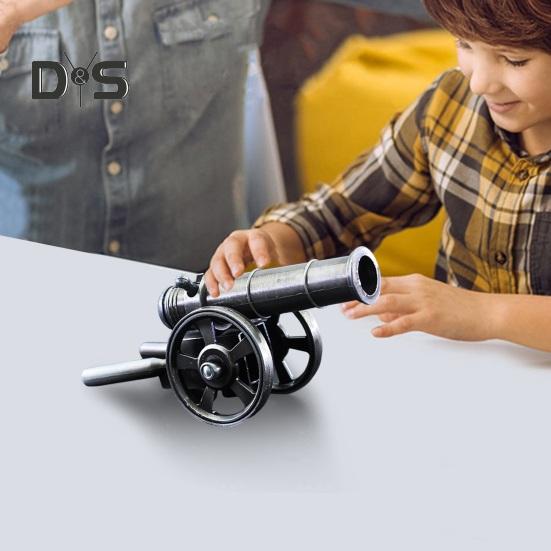 Mini Alloy Cannon Figurine Realistic Miniature Artillery Launcher Model Statue Sculpture Collection Toy Home Office Desktop Decoration Ornament