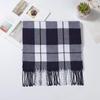 Men Scarf Plaid Pattern Tassel Trim Long Style Wrap Imitation Cashmere Thermal Insulation Scarf Daily Wear