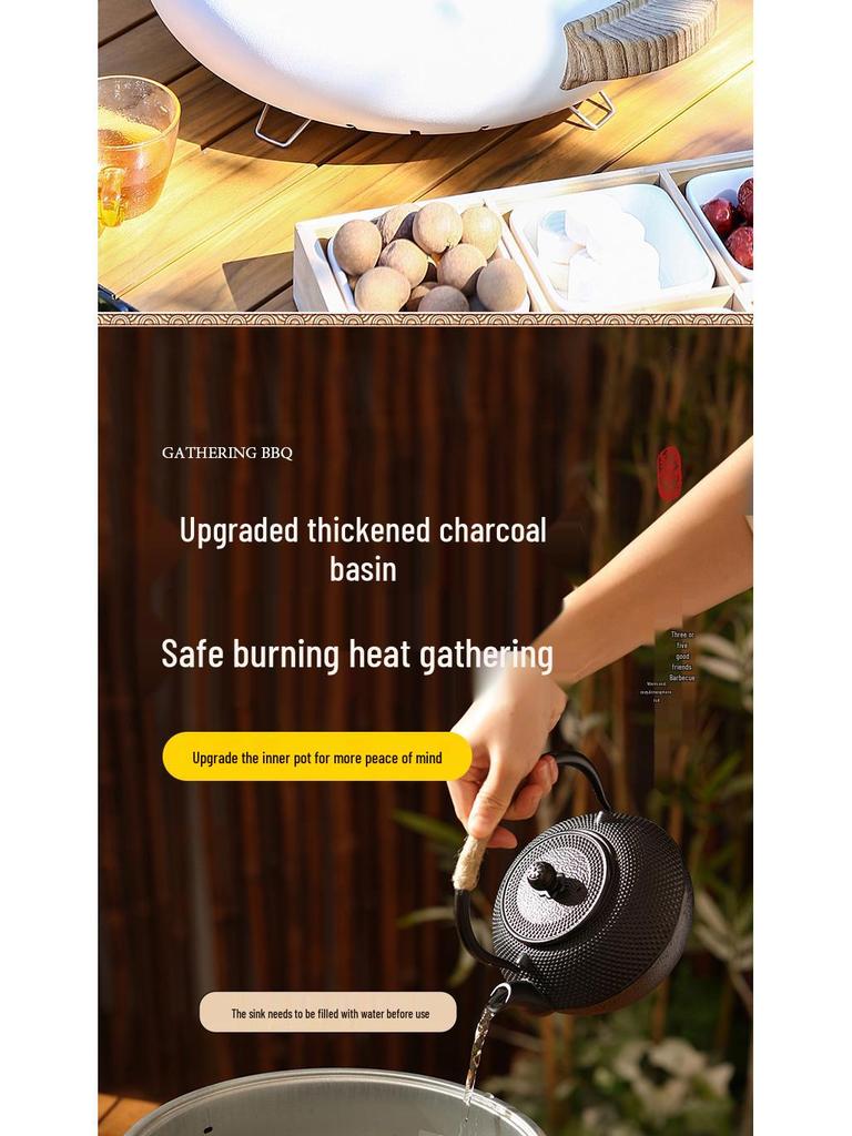 Dual-Use Electric Grill & Fire Pit: Indoor BBQ, Boiling, Baking, and Charcoal Stove Set