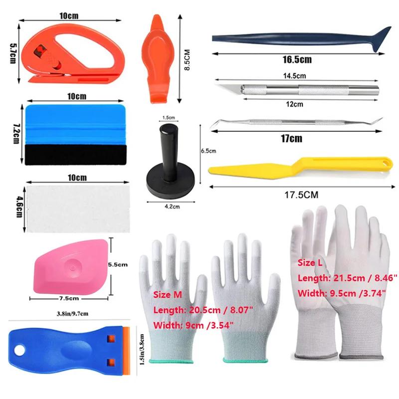 20Pcs Automotive Film Application Tools Plastic Scraper Felt Squeegee Car Magnet Holder Gloves Safety Cutter Micro Squeegee
