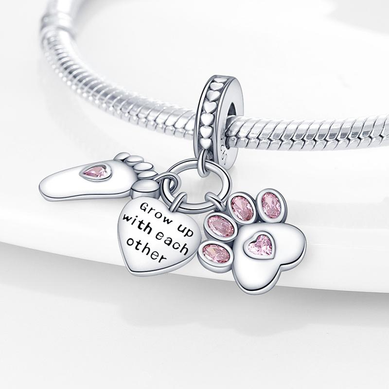 Copper Loving Dog Bead Charms Dog Paw Charm Bead Charms Compatible With Brand 3mm Authentic Bracelets Fine Do It Yourself Women Jewellery Gift