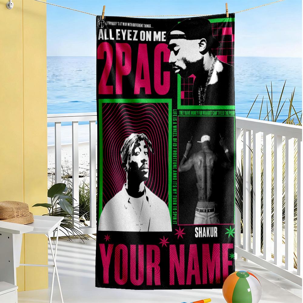 2pac Personalized Name Beach Towel Super Soft Microfiber Quickdry Fabric Portable for SwimmingBeachCamping Travel Beach AccessoriesGym