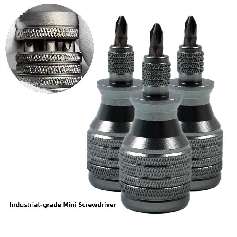 7-in-1 Industrial Mini Screwdriver Set - Aluminum Alloy Handle with High Hardness Cross/Slotted Bits Multi-Function EDC Tool