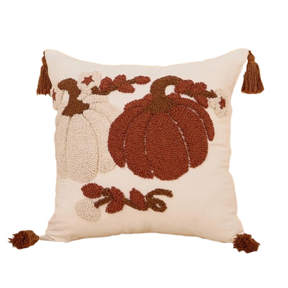 1 PZ Federa per Cuscino di Halloween LOZUJOJU Motivo Zucca Foglia Ricamo Tridimensionale Copricuscino per Divano Soggiorno Camera da Letto Arredamento Casa