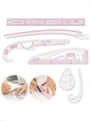 Empire Sewing Ruler and French Curve, Used for Pattern Making Drafting, Transparent Plastic Fashion Designer Ruler Pieces Assemb