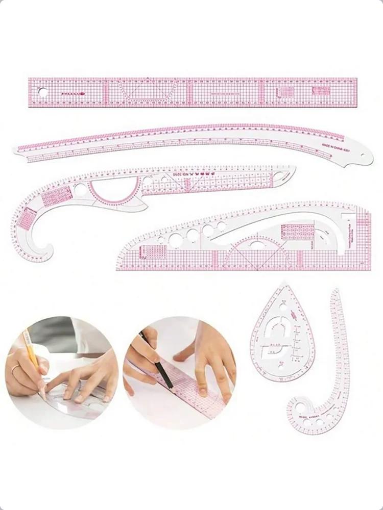 Empire Sewing Ruler and French Curve, Used for Pattern Making Drafting, Transparent Plastic Fashion Designer Ruler Pieces Assemb