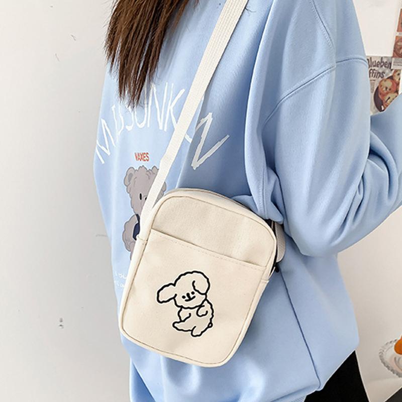 Fashionable Female Cute Crossbody Bag New Versatile Mobile Phone Canvas Bag