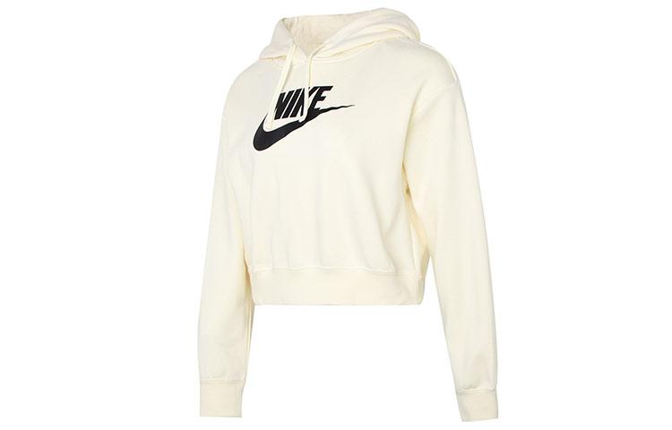 Nike Sweatshirts Women s Ecru Hooded Moderate Regular DQ5851-113 XL
