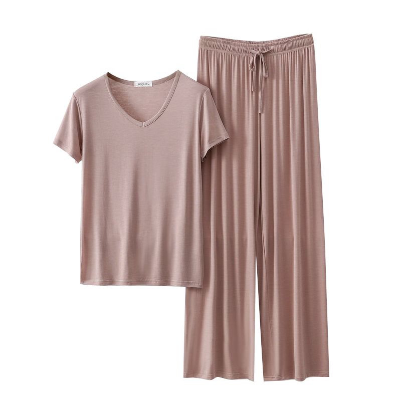 Women's Loose Casual Pajama Sets V-neck T-shirt and Pants