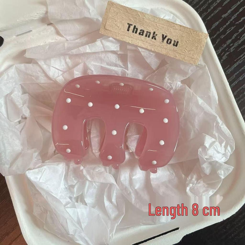 Koreanischer Eleganter Kürbisbogen Polka Dot Haarspange - Groß, Cremige Texturierte Hochsteckfrisur-Accessoire