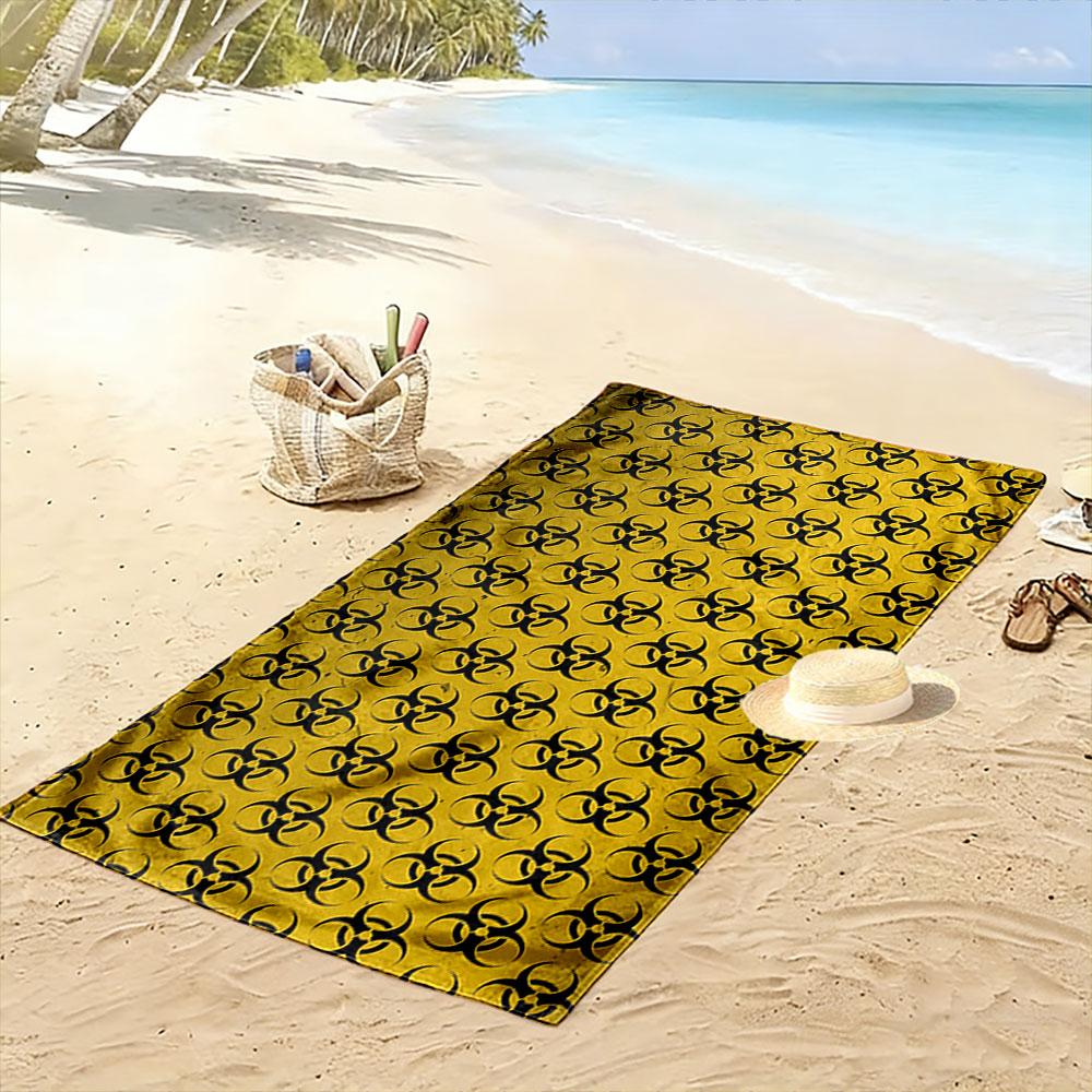 Vivid biohazard pattern Print beach towel, quick drying, suitable for travel, outdoor sports, jogging, the beach and swimming, gift