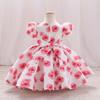 Girls' Dress High-end Printed Children's Dress New Princess Dress Flower Printed Party Dress Elegant Birthday Party Dress