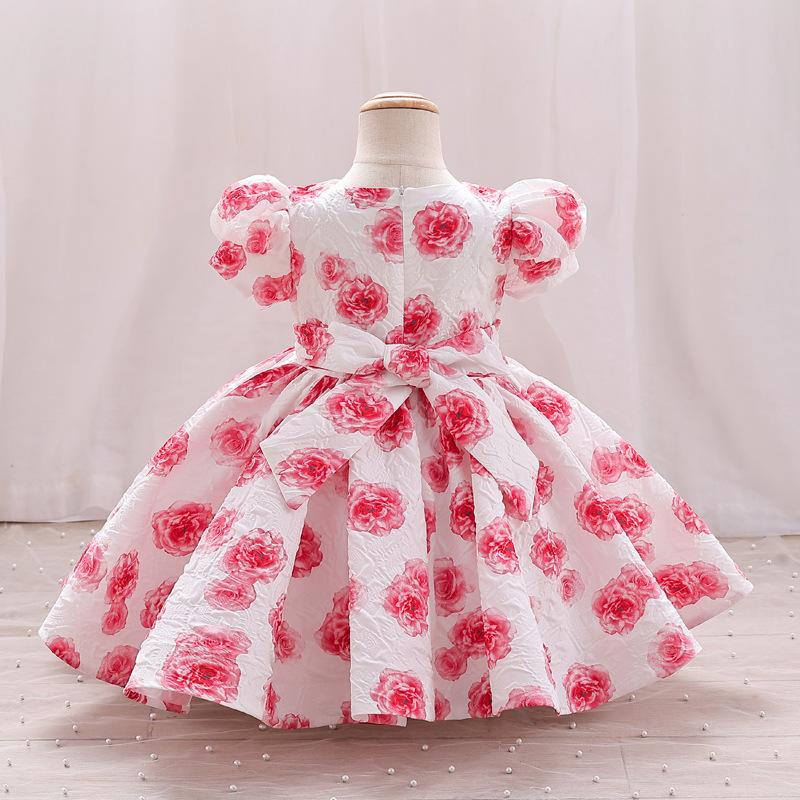 Girls' Dress High-end Printed Children's Dress New Princess Dress Flower Printed Party Dress Elegant Birthday Party Dress