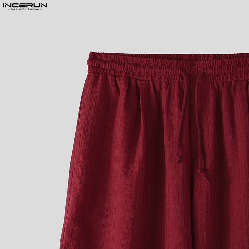 INCERUN Mens Two Piece Outfits Hoodie Cropped Pullover and Wide Leg Pants Drawstring Sets