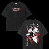 T-shirt Jujutsu Kaisen Choso Piercing Blood, Tee Oversize Lavage Vintage Noir Imprimé Anime, Manches Courtes Streetwear Décontracté
