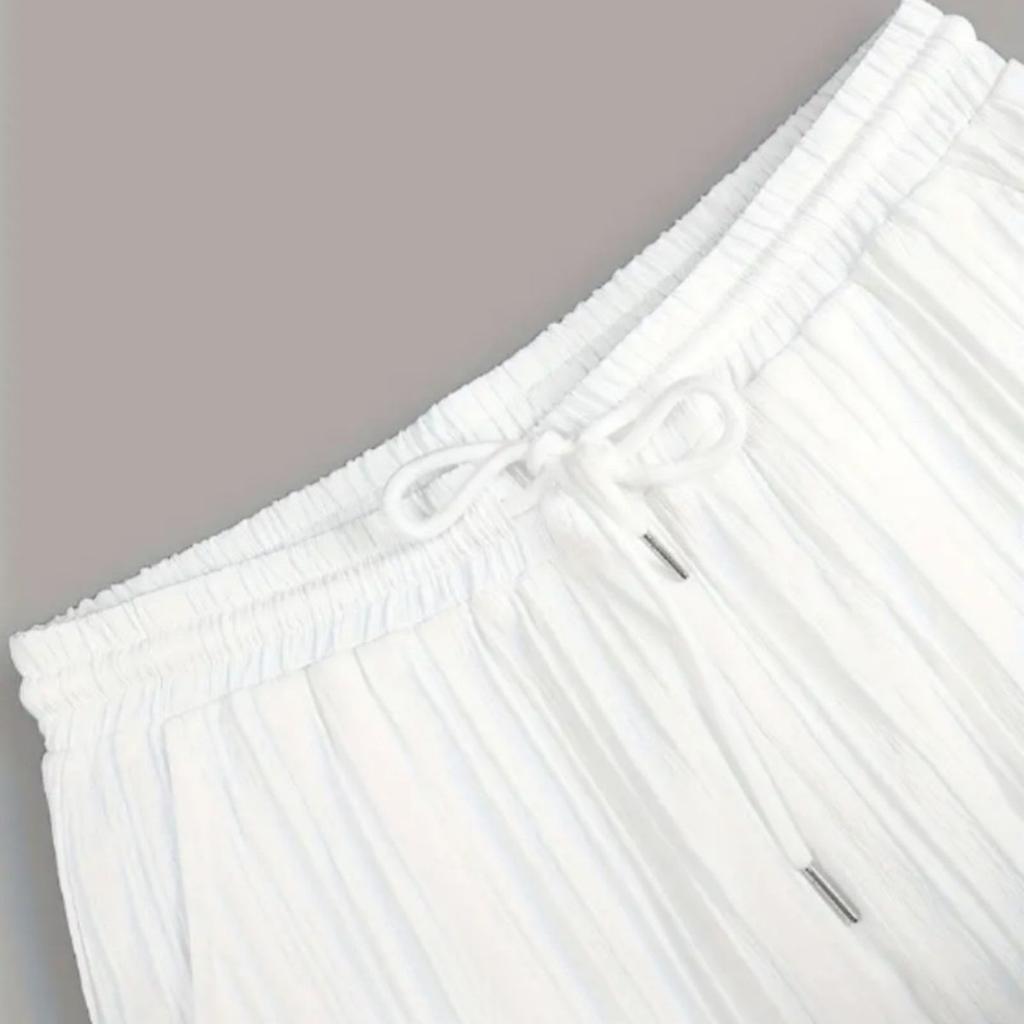 Yousheng 2 Buc/Set Ținută Casual pentru Bărbați Rever Mânecă Scurtă Cămașă la Un Rând Pantaloni Lungi cu Talie Elastică Set Ținută Culoare Solidă