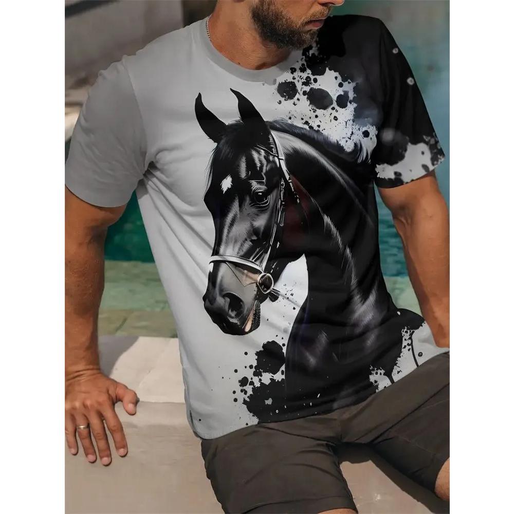 Daily Breathable Versatile Top Short Sleeve Men's Animal Print Comfort T-Shirt Casual T-Shirts Men’s