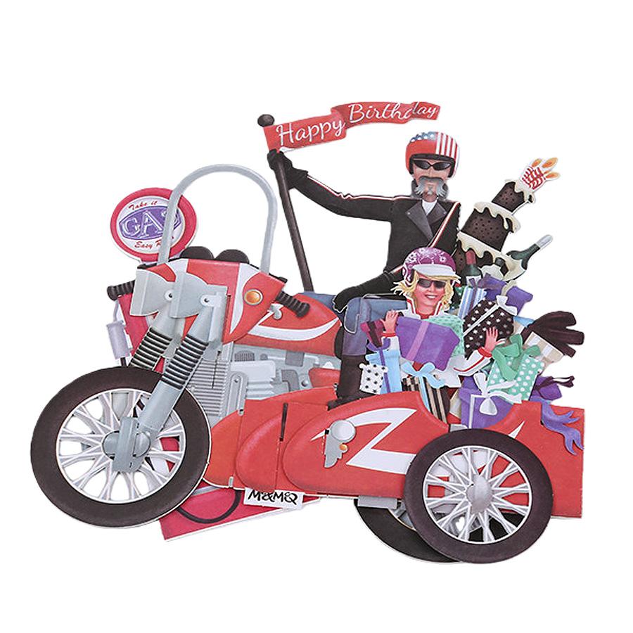 3D Pop-Up Motorcycle Birthday Card, Handmade Paper Carving Card for Motorcycle Lovers, Creative Birthday Gift for Friends