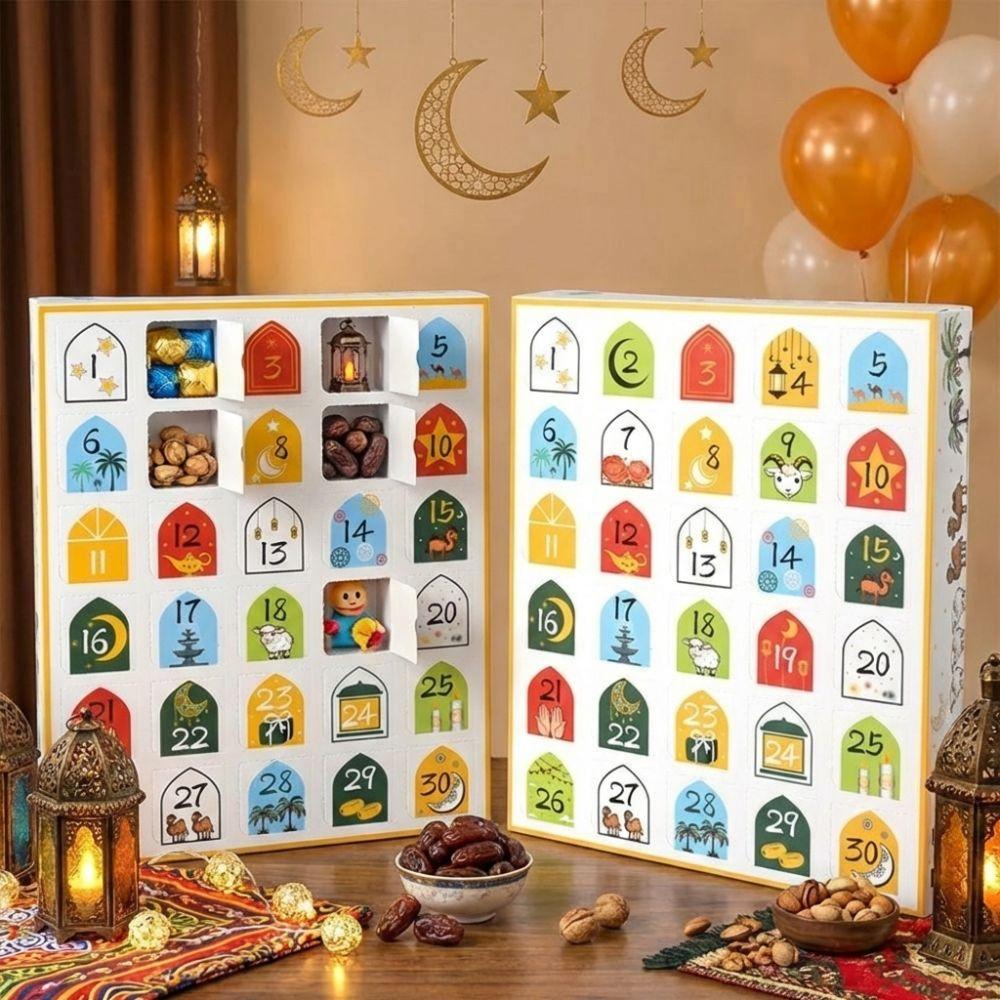 Paper Ramadan Advent Calendar Box 30 Empty Grid Gift Packaging Box Surprise Gift Box  Eid Party