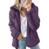Warme Damen Sherpa Jacke mit Kapuze Fleece Mantel Freizeit Einfarbig Plüsch Reißverschluss Winddicht Herbst Winter Strickjacke