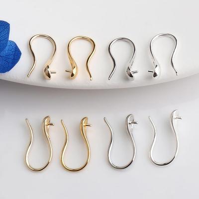 14K Gold-Filled High Heel Earrings with Curved Hooks – DIY Jewelry Accessories & Ear Spoons With Stud Settings