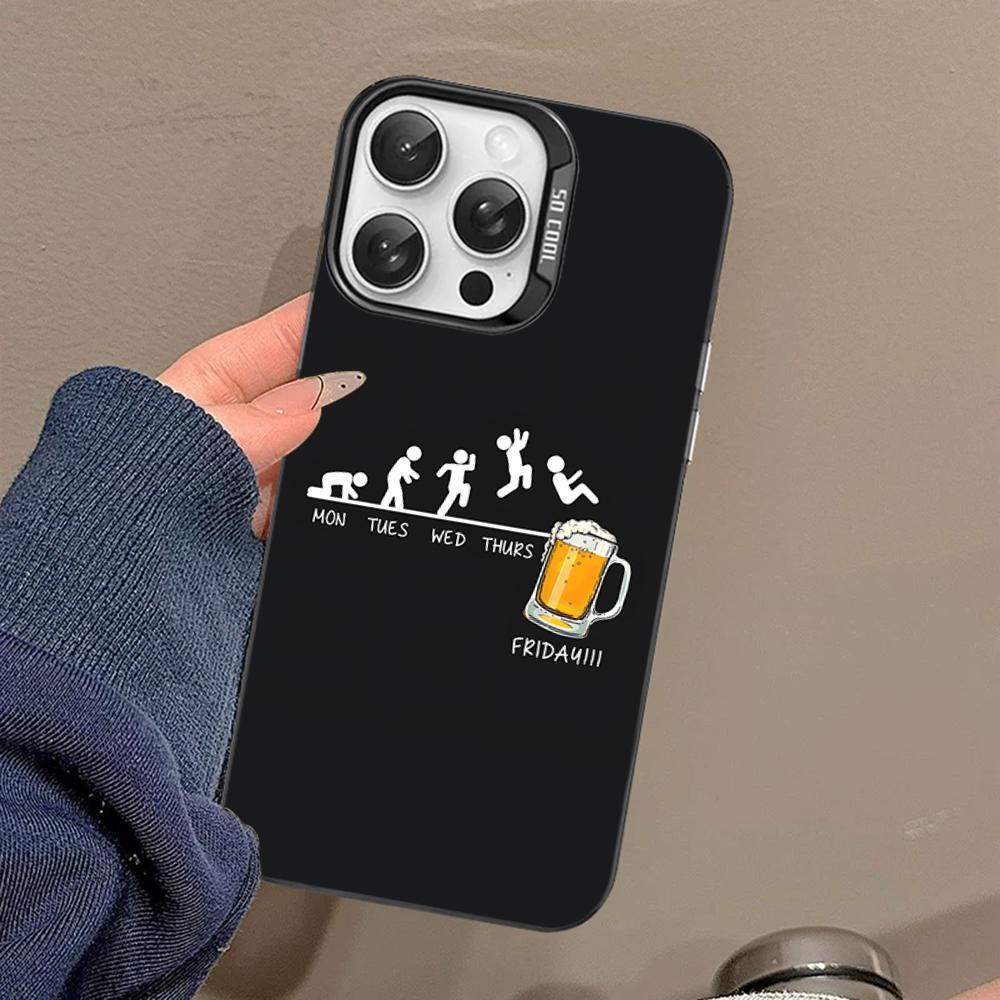 Beer Print Phone Case For IPhone 16 15 14 13 12 11 Pro Max X XR XSMAX 8 7 Plus Matte Shockproof Back Cover