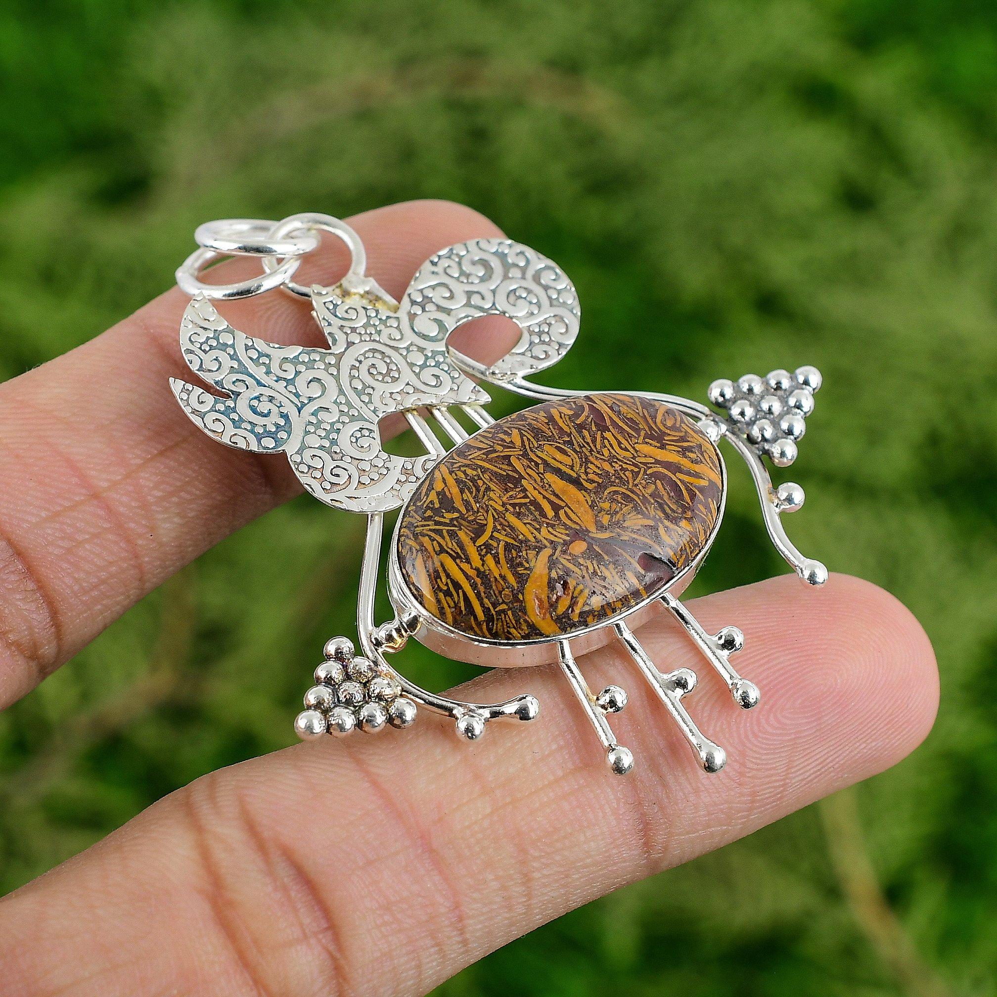 

Sterling Silver Oval Natural Mariam Jasper Unique Handcrafted Mother New Pendant