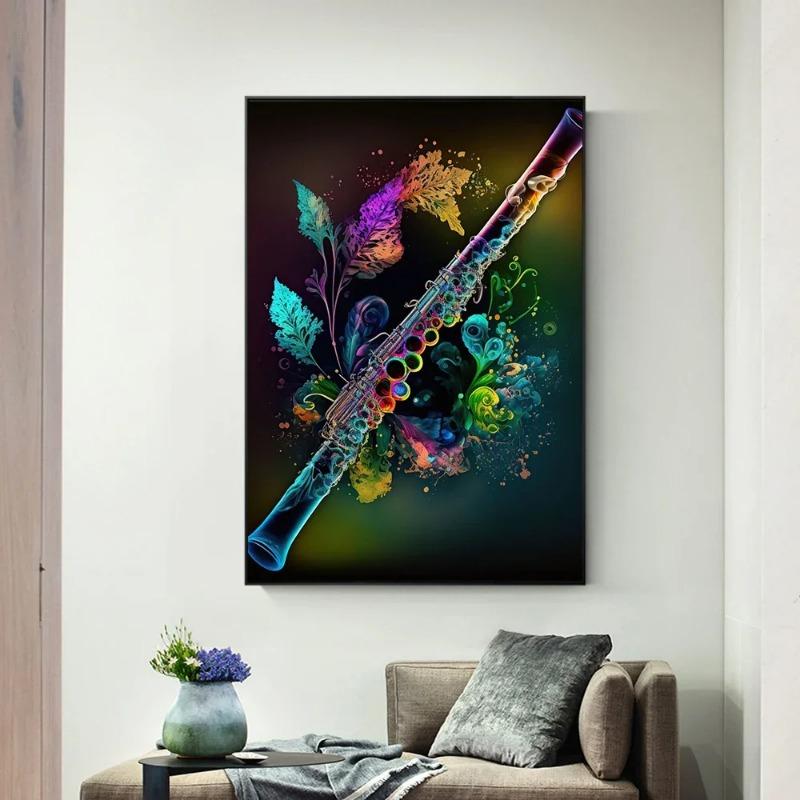 Vintage Musical Notes and Headphones Instruments Art Poster Canvas Painting Wall Print Picture for Music Studio Home Decor