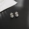 New Gothic Full Zircon Money Dollar Earrings for Women Men High End Hip-hop Fashion Stud Earrings Men Niche Design Jewelry Gift