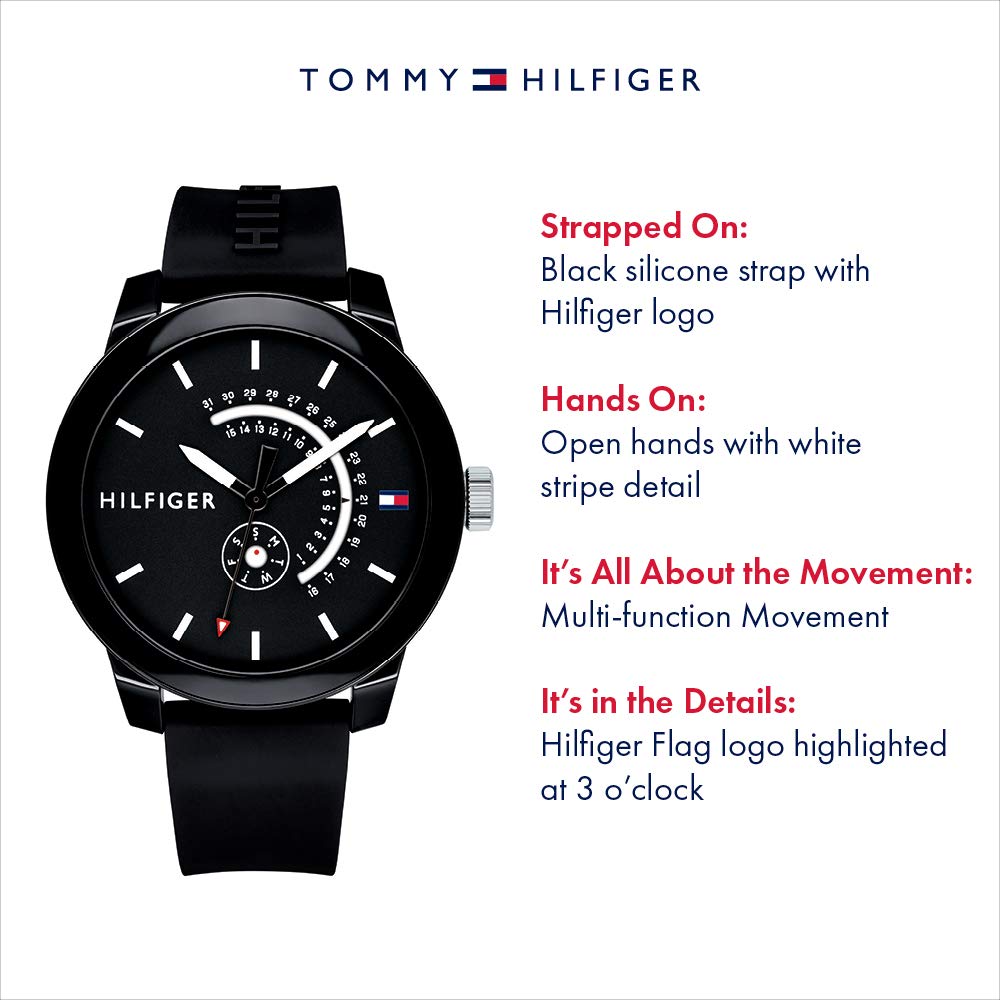 TOMY Hilfiger Men's Analog Casual Quartz TOMY Hilfiger Denim Black