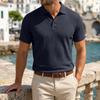 Men's Summer Knit Jacquard Stretch Texture Casual Short Sleeve Polo Shirt Lightweight Breathable Fabric Classic Fit
