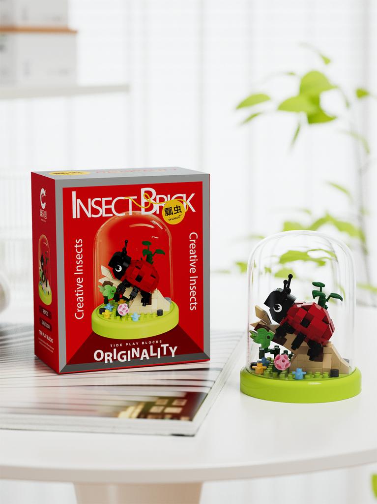 Miniatur-Insektenfiguren-Serie, Mikro-Bausteine, Lernspielzeug für Kinder, Blumenbausteine, Plastikspielzeug, Geschenke