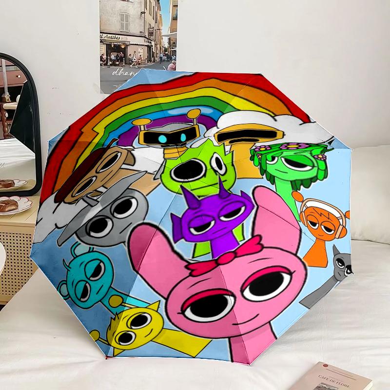 Colorful Sprun-ki Robot Party Umbrella 8-Frame for Travel, camping, Casual Lightweight Portable Umbrella, Essential for every family Holidays Gift