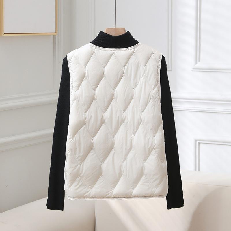 New autumn and winter light down vest women's short coat with vest inside white duck down crew neck vest tide