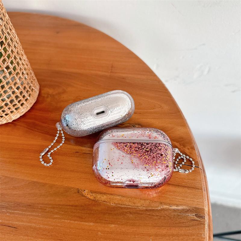 Shiny Quicksand Protective Headphone Case Cover for AirPods Pro Para Airpod 4 3 2 Moving Sand Earphone Funda Hard Hull