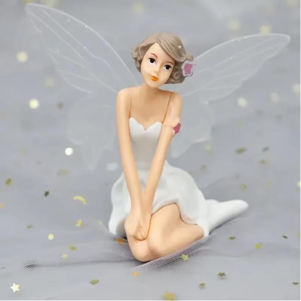 DIY Desktop Cake Decorating Flower Fairy with Wing Miniature Figurines Angel Ornament Garden Figurines Birthday Gifts Home Decor