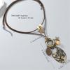 Handmade Waxed Cord Necklace Featuring Alloy Pendant And Natural Wood Beads Jewelry For Sensitive Skin