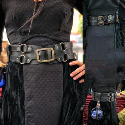New Adventurer Leather Belt Adjustable Size Essential Larp Medieval Cosplay Pirate Fantasy Warrior Costume Medieval Vintage Viking Wide Leather Belt