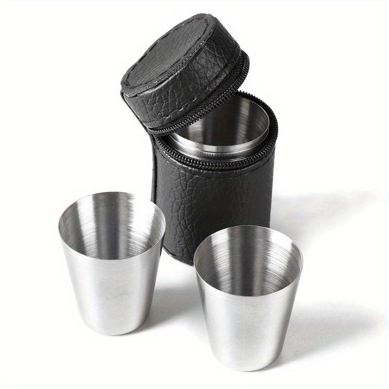 4Pcs 30ml/70ml Outdoor Practical Travel Stainless Steel Cups Mini Set Glasses for Whisky Wine with Case Portable Drinkware