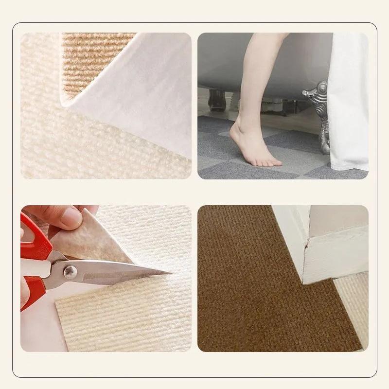 4mm Thickened Self-adsorption Washable Reusable Splicing Non-slip Carpet Office Living Room Bedroom Floor Mat Home Decor