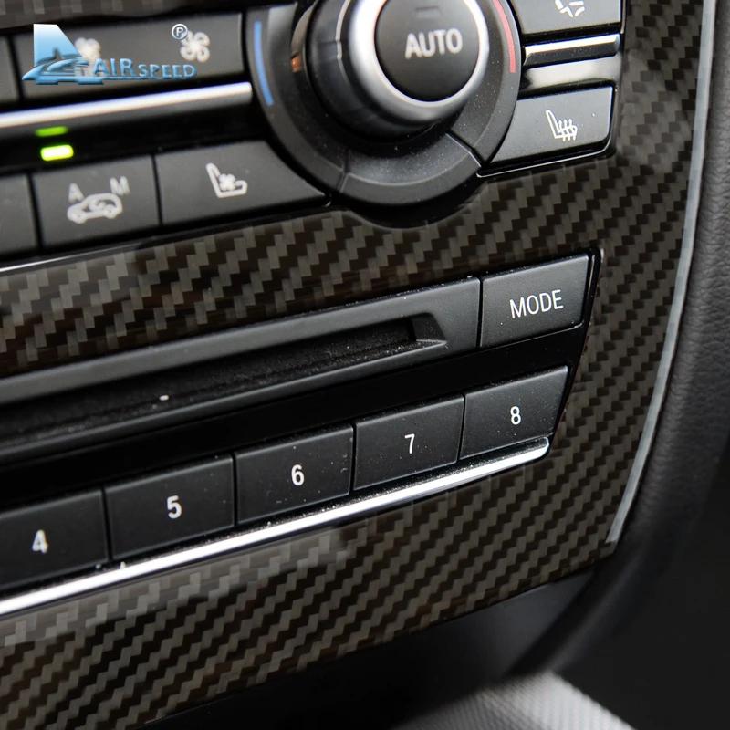 For BMW X5 F15 X6 F16 2014-2017 Carbon Fiber Car AC CD Control Panel Stickers CD Console Frame Decorations Car Styling Accs