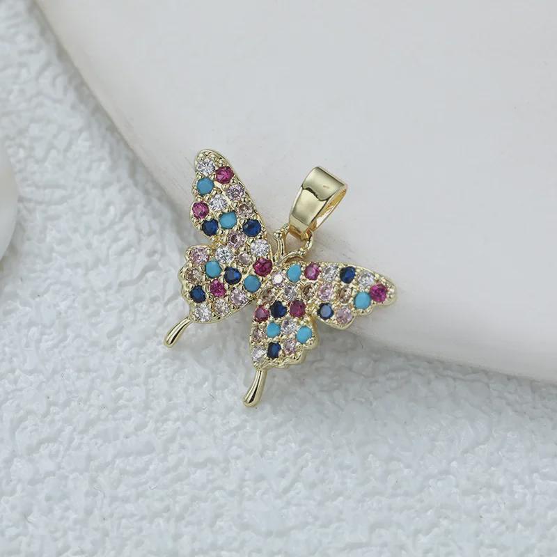 Επίχρυσωμένο Χάλκινο Κρεμαστό Πεταλούδα με Ζιργκόν για DIY Κοσμήματα