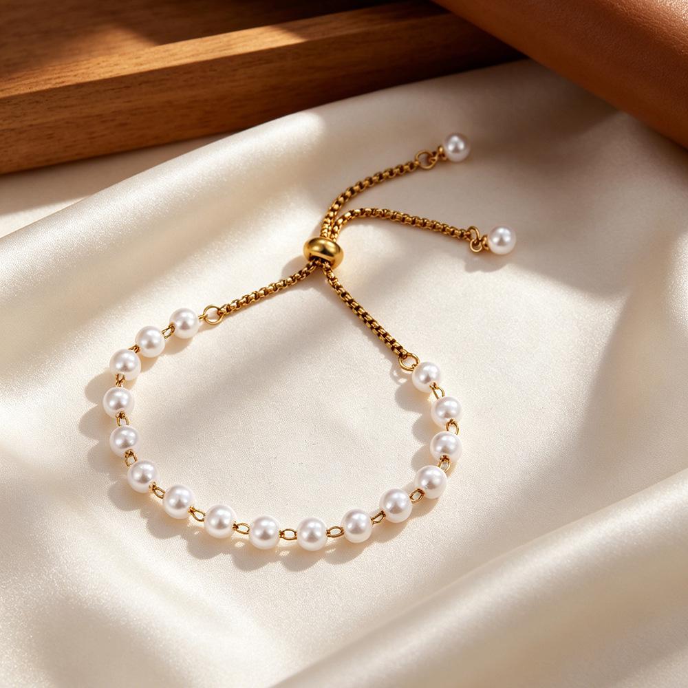 Elegant Faux Pearl Necklace & Gold-Plated Pearl Bracelet Set - Women's Deluxe Jewelry